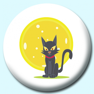 Personalised Badge: 25mm Halloween Cat Full Moon Button Badge. Create your own custom badge - complete the form and we will create your personalised button badge for you.