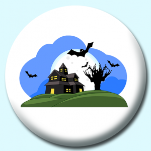 Personalised Badge: 25mm Haunted House Button Badge. Create your own custom badge - complete the form and we will create your personalised button badge for you.