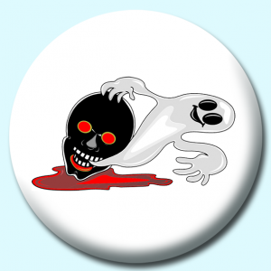 Personalised Badge: 25mm Skull And Ghost Button Badge. Create your own custom badge - complete the form and we will create your personalised button badge for you.