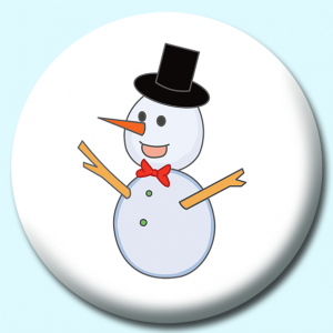 Personalised Badge: 38mm Snowman Wearing Black Hat Button Badge. Create your own custom badge - complete the form and we will create your personalised button badge for you.