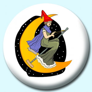 Personalised Badge: 25mm Witch And Moon Button Badge. Create your own custom badge - complete the form and we will create your personalised button badge for you.