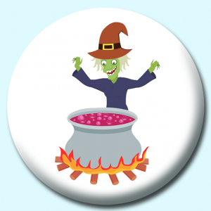 Personalised Badge: 25mm Witch Boiling Poison While Performing Magic Button Badge. Create your own custom badge - complete the form and we will create your personalised button badge for you.