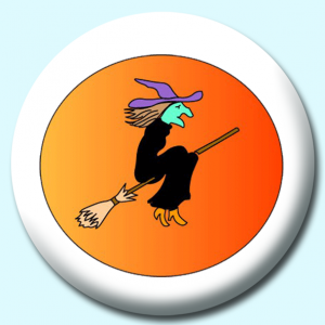 Personalised Badge: 25mm Witch On Broom Button Badge. Create your own custom badge - complete the form and we will create your personalised button badge for you.