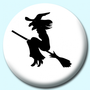 Personalised Badge: 25mm Witch Silhouette Button Badge. Create your own custom badge - complete the form and we will create your personalised button badge for you.